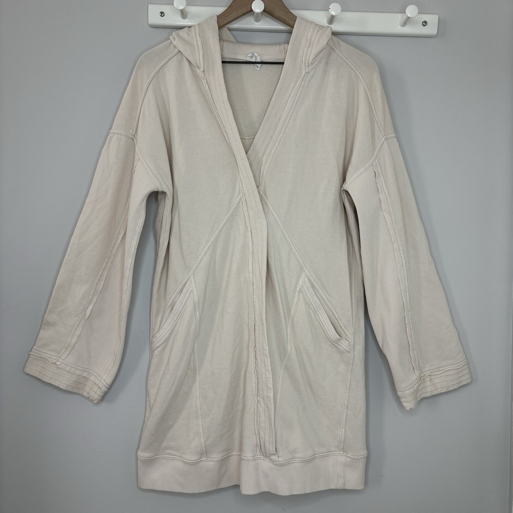 Daily Practice Hoodie‎ Small Ivory Cardigan Pockets Knit Casual Beige Athleisure